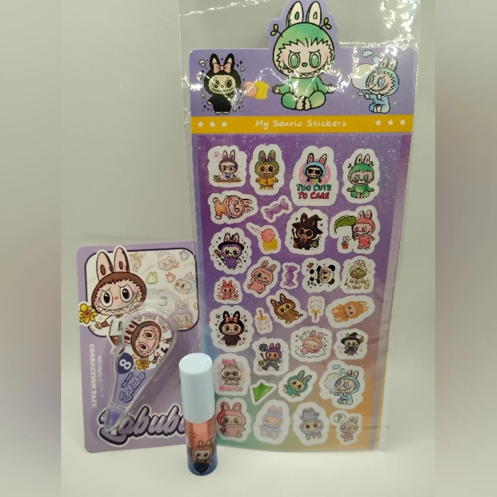 Labubu Purple Accessories Set Cute Stationery & Pouch - Picture 3 of 9